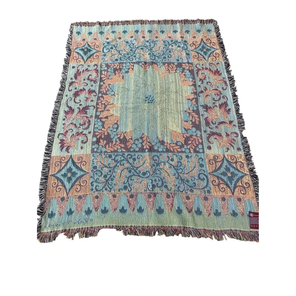 The Rug Barn Helen Vladykina Poinsettia Woven Throw Blanket Christmas Cotton USA